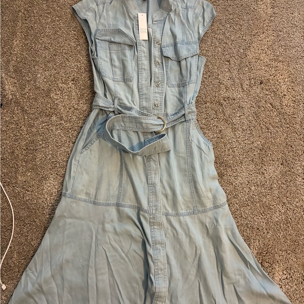 NWT White House Black Market Sky Blue Midi Dress - Picture 2 of 4